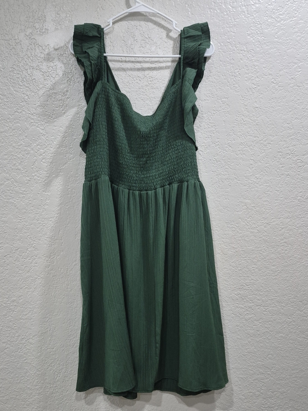Shomchic Emerald Green Ruffle Midi Dress Plus Size 4X Smocked Back Wedding - Picture 7 of 8